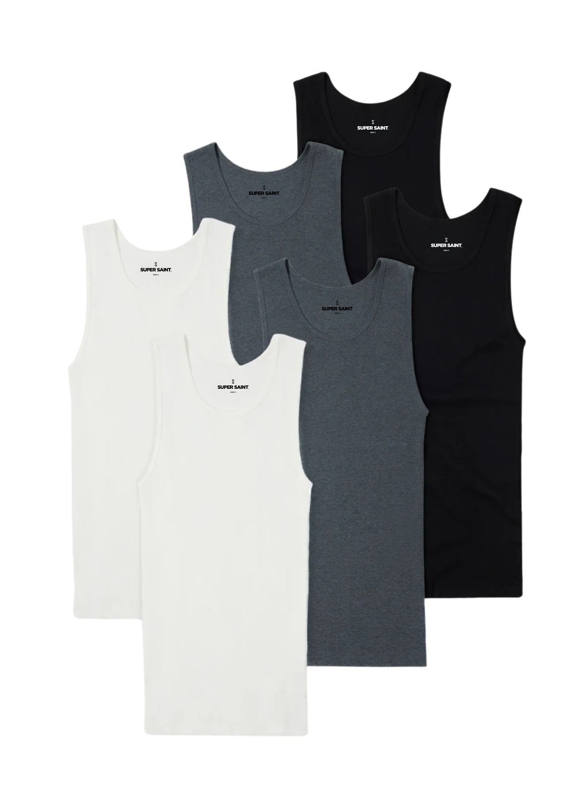 Premium Ultra-Soft Cotton Fitted Tank 6 Pack