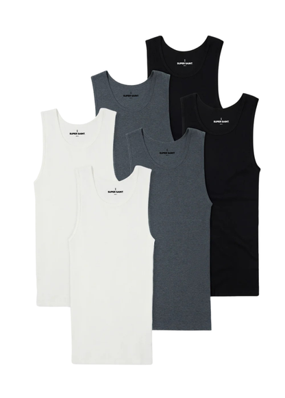 Premium Ultra-Soft Cotton Fitted Tank 6 Pack